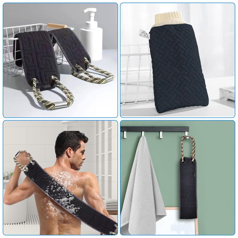 Exfoliating Back Scrubber with Handles - 38" Double-Sided Bath Scrubber