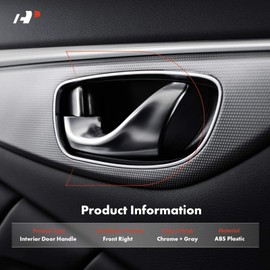 A-Premium Front Passenger Side Interior Door Handle Compatible with Kenworth C500, T270, T300, T370, T400, T600A, T660, T680, T800, T880, W900, W990, Gray Housing with Chrome Lever, Without Cable