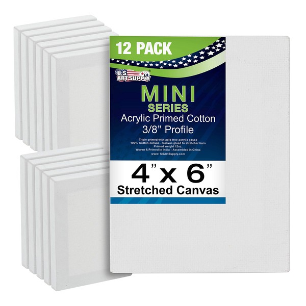 US Art Supply 4" x 6" Mini Professional Primed Stretched