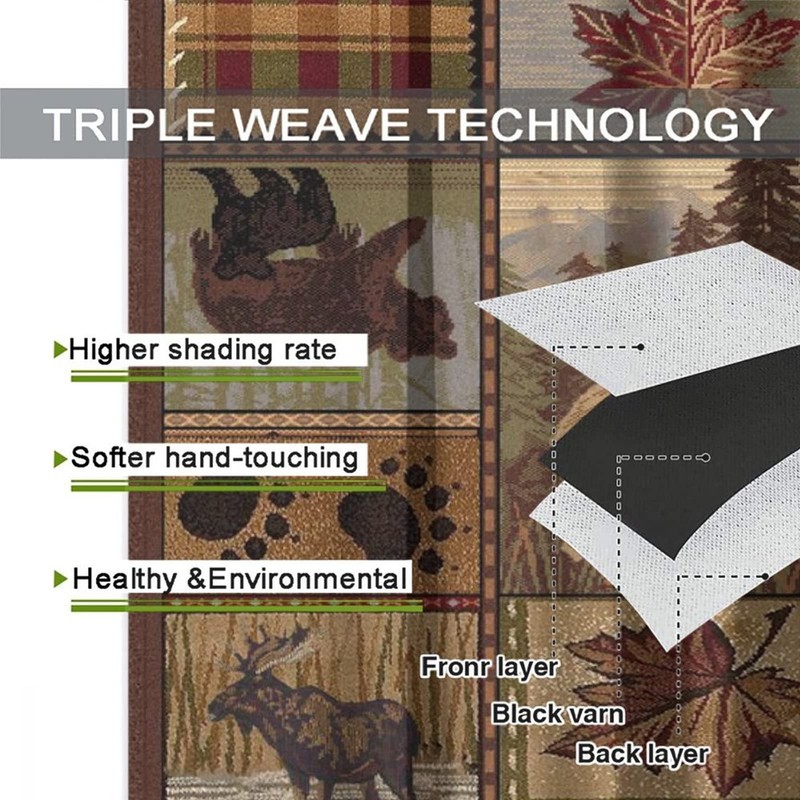 Kazynee Farmhouse Bear Moose Deer Room Darkening Blackout Window Curtains