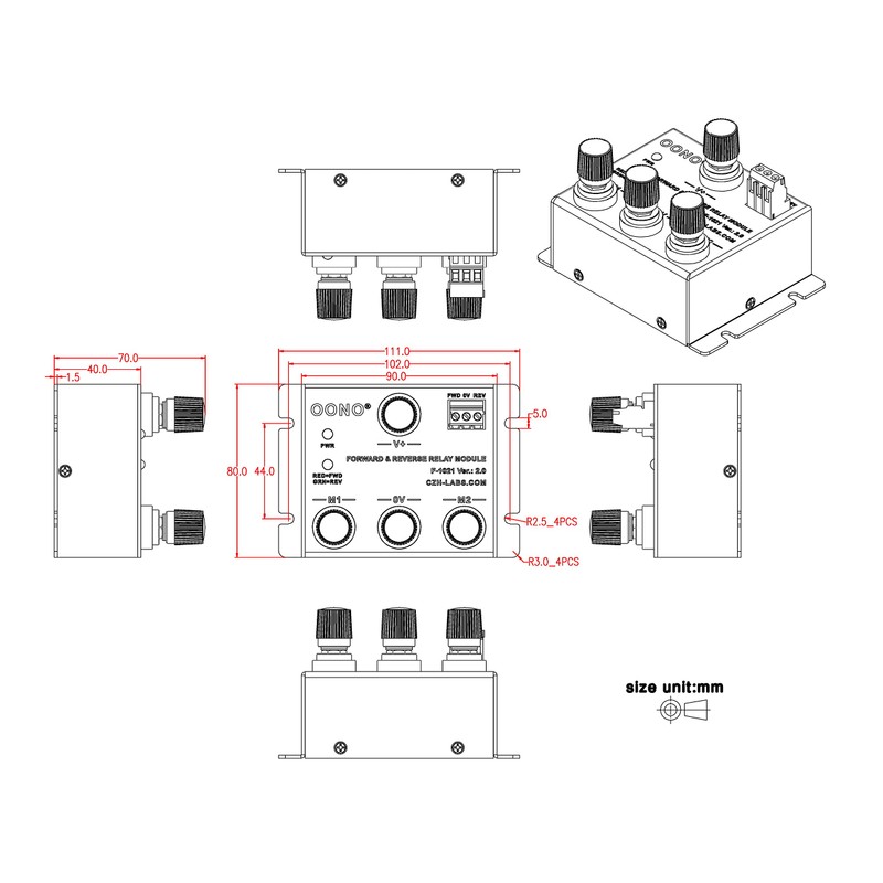 24V 50Amp Forward and Reverse Relay Module for Motor/Linear Actuator,