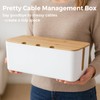 Cable Management Box, Cord Cable Organizer Box with Bamboo Lid,