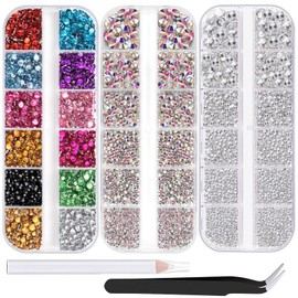 DMQ Crystal Nail Gem, 4500PCS AB Nail Art Rhinestones, AB Crystal Flat Back Nail Charms Nail Pearls Set with Pick Up Tweezers & Dotting Pen for Nails, Clothes, Face, Craft - Nail Art Supplies & Deco