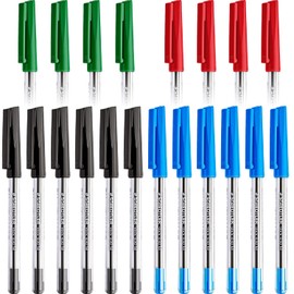 STAEDTLER Medium 0.5mm 430 M Stick Ballpoint Pens Writing Pen Smooth - 6 x Black, 6 x Blue, 4 x Green & 4 x Red Ink - Pack of 20