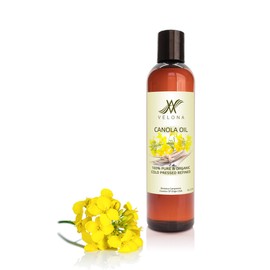 Canola Seed Oil by Velona - 8 oz | 100% Pure and Natural Carrier Oil | Refined, Expeller pressed | Cooking, Dressing, Skin, Face, Body, Hair Care | Use Today - Enjoy Results