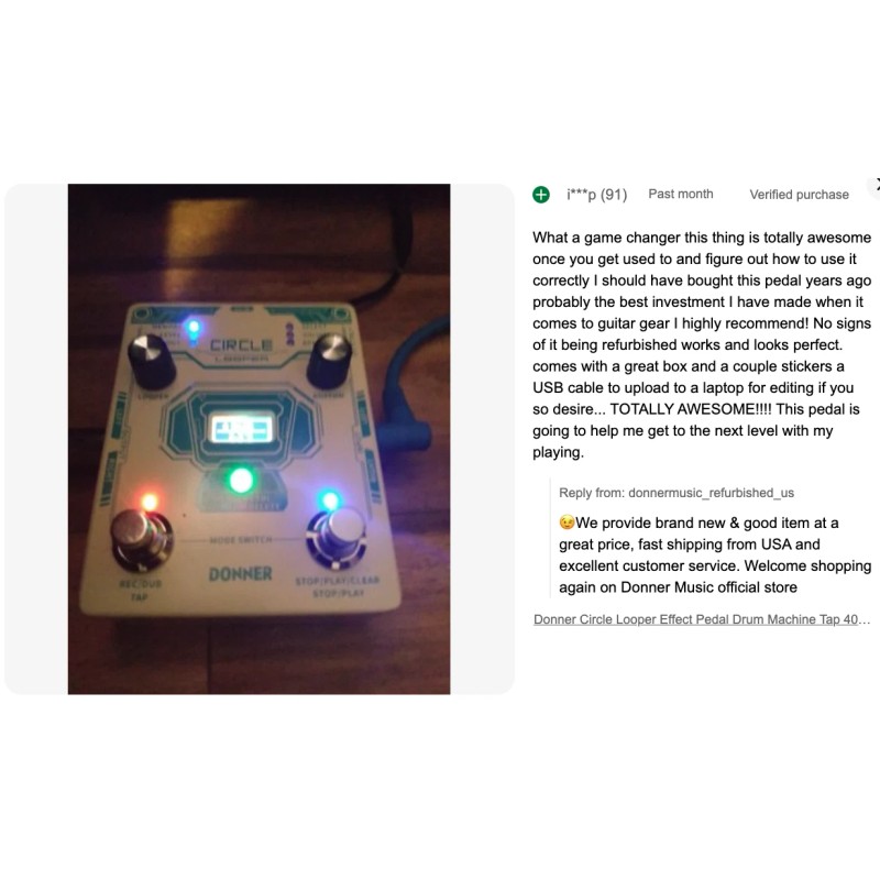 Donner Circle Looper Effects Pedal Drum Machine Tempo 40 Slot