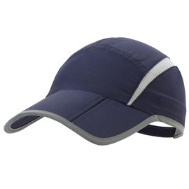 Connectyle Folding Mesh Sports Cap, Reflective, Striped, Breathable, Runner Cap, blue (navy blue)