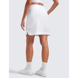 CRZ YOGA Golf Skirts for Women 18'' High Waisted A Line Athletic Casual Tennis Skort with Shorts Pockets White Large