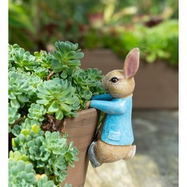 Pot Buddies Beatrix Potter Peter Rabbit Hanging Figure Plant Pot Hanger - Handmade Yard Art Ornament - Decorative Flower Planter Figurine