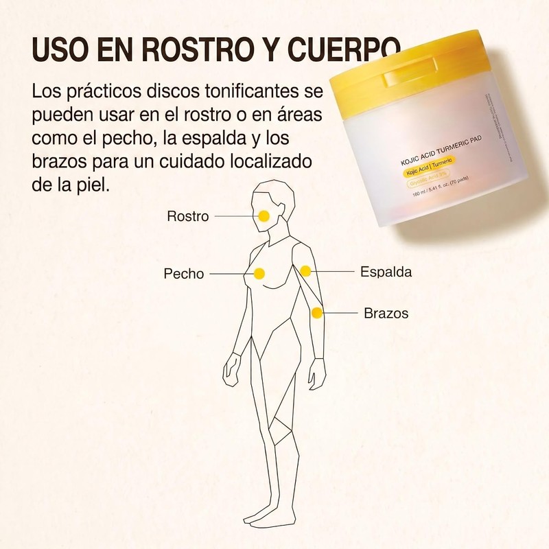 Pads Tonificantes de Ácido Kójico y Cúrcuma, Niacinamida y Ácido
