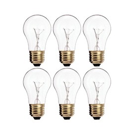 KOR (Pack of 6) A15 25W Incandescent Appliance Bulbs – Clear Finish, E26 Medium Base, 120V – Standard Size for Ovens, Refrigerators, and Lamps