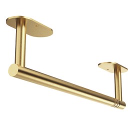 WZKALY Paper Towel Holder Under Cabinet, Self Adhesive or Wall Mounted SUS304 Stainless Steel Paper Towel Holder for Kitchen, Farmhouse, Barbecue and Laundry (Brushed Gold)