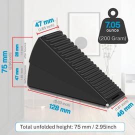 Strongest Large Door Stop, Heavy Duty Stainless Steel Spring Door Stop, Tall Door Stop Up to 3 Inch, Non-Slip Rubber Grip, Door Wedge, Door Jammer, Door Weight (Black, 1 Pack Large)