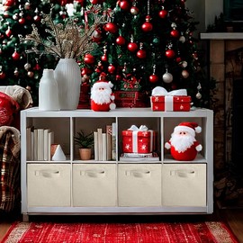 powerking Cube Storage Boxes, Foldable Fabric Storage Bins And Cloth Storage Organizer Drawer For Shelves, Closet And Toys Storage, 13 X 13 X 13 INCH, 2 Pack (Beige)