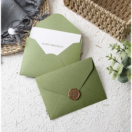 RINGSUN Birthday Cards, 5-Pack Blank Cards with Envelopes and Sealing Wax Stamp, Greeting Cards for Man Woman Birthday, Avocado Green