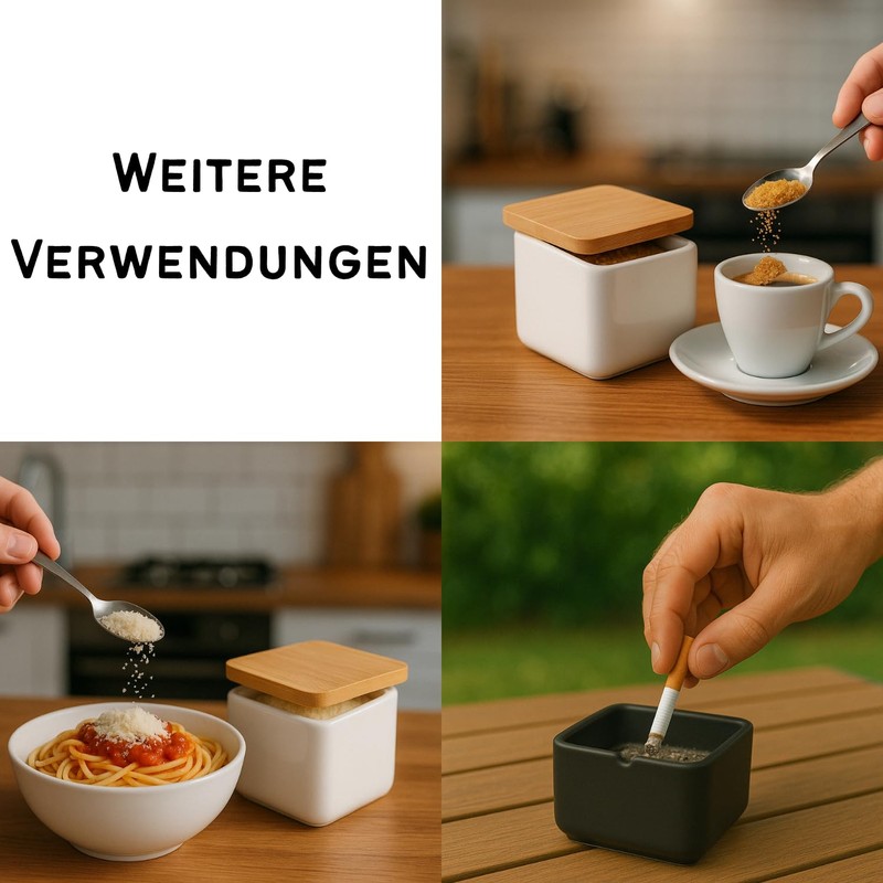 KOOK TIME Ceramic Sugar Bowl with Bamboo Spoon and Lid