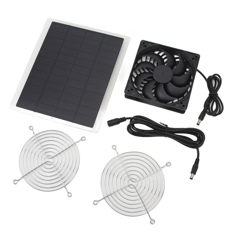 Solar Panel Fan 10W Exhaust Fan Dual Layer Metal Shell