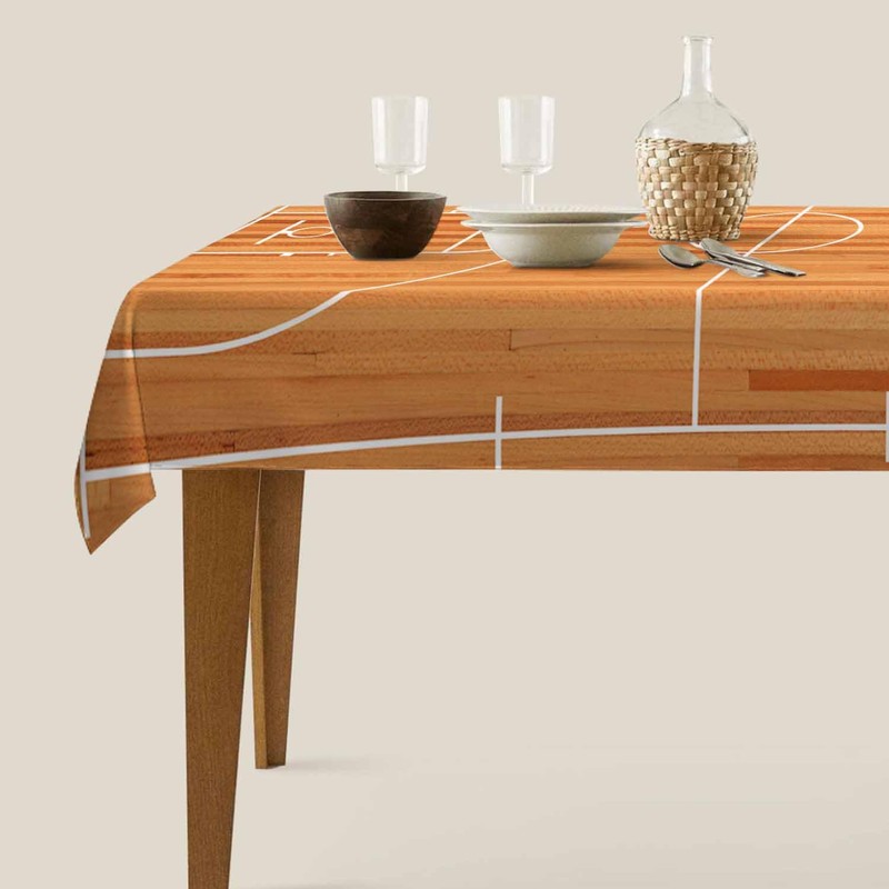Basketball Court Decorative Rectangle Tablecloth Parquet Indoor Court Polyester Table