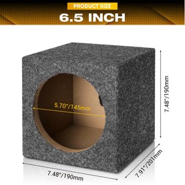 Suacopzar 6.5" Car Audio Speaker Box Enclosure, Gray Carpet Speaker Enclosure for DIY Car or Truck Audio Custom, Vent Car Subwoofer Box with Sound-Absorbing Cotton & Carpeted Finish