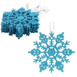Christmas Concepts® Pack of 12-10 cm Glitter Snowflake for Hanging - Christmas Decorations (Turquoise)