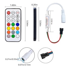 Ruirui Mini DC5-24V 21 Keys 2811 Remote Control RF Controller for WS2811 WS2812B 2811 2812 LED Strip Light
