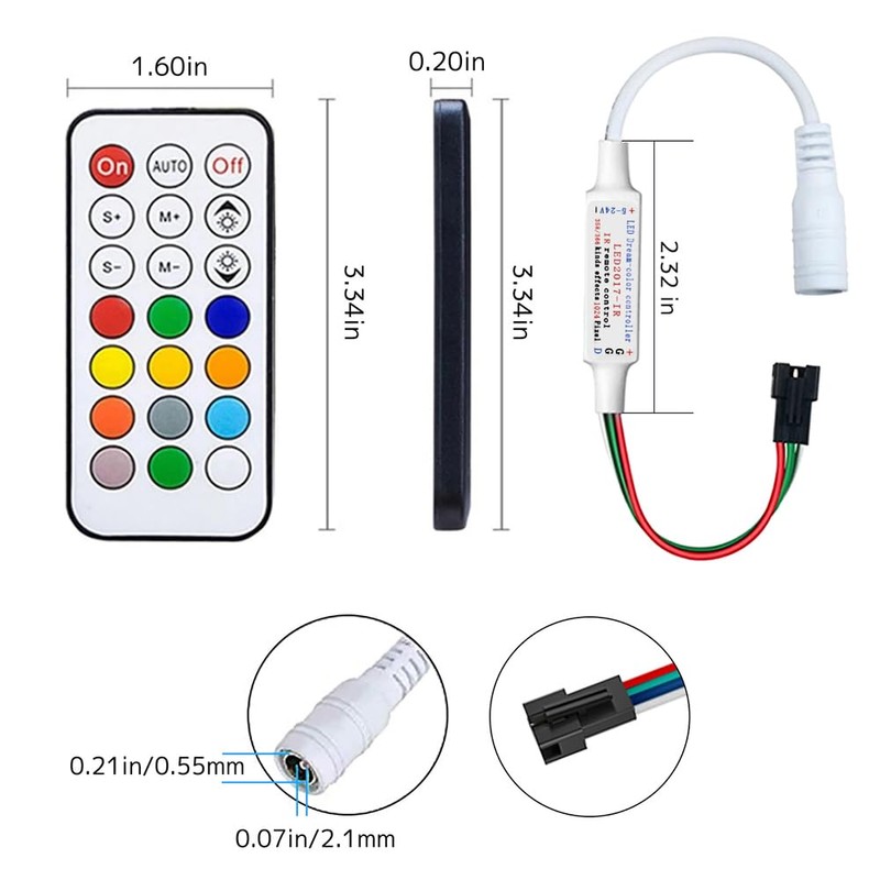 Ruirui Mini DC5-24V 21 Keys 2811 Remote Control RF Controller