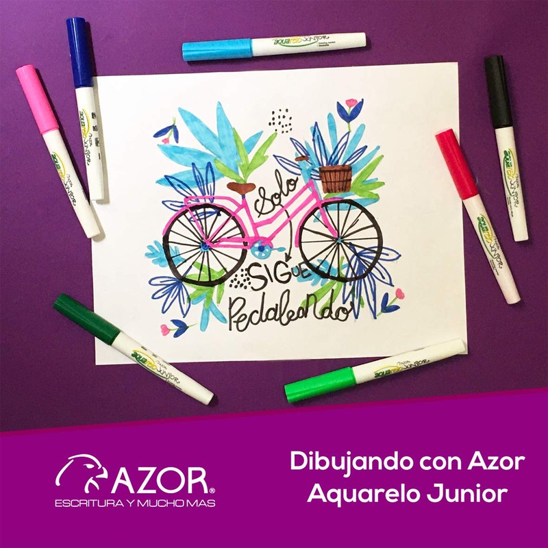 Azor Marcadores Para Dibujo, 12 Piezas, Base Agua, Punta Fina