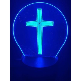 Xdorra Christian Gift Big Cross 3D Lamp Room Decor, Color Changing Bless Decorative Beside Light Church Decors Religious Lamps - Christian's Birthday Christmas Business Gifts for Men Women