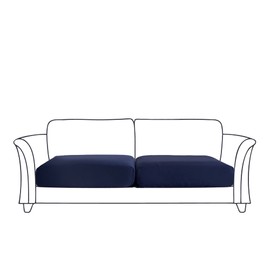 HOOBUY Waterproof Couch Cushion Cover 2Pieces Stretch Sofa Slipcovers Furniture Protector with Elastic Suitable for Loveseat,2 Seater Sofa (2, Navy)