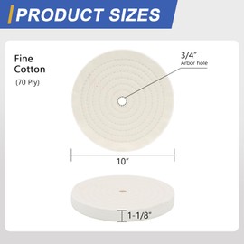 SCOTTCHEN 10 inch Buffing Polishing Wheel Extra Thick Fine Cotton (70 Ply) for Bench Grinder with 3/4” Arbor Hole-1 Pack