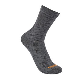 Carhartt Women's Lightweight Durable Nylon Blend Short Crew Sock, Carbon Heather, Large