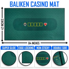 BALIKEN 84x42 Inches Texas Holdem Poker Mat & Blackjack Table Top Casino Felt Professional Grade Mat (Blue)