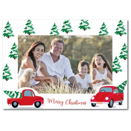 Iconikal Christmas Photo Frame Greeting Cards with Envelopes, Red Truck, 15-Count