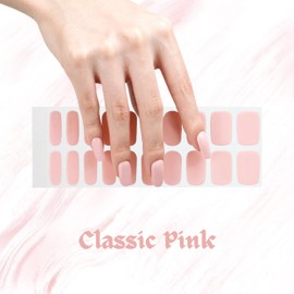 StreetKitty Semi Cured Gel Nail Strips, Classic Gloss Collection, 20 pcs Salon-Quality Gel Nail Wraps, Last up to 3 weeks, Vivid Glossy Colours Pallet (1, Classic Pink)