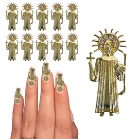 Saint Benedict 10PCS 3D Nail Diamonds Art Charms, Gold Charms for Acrylic Nails, Rhinestones, Gems and Crystals Jewels, Stones Design