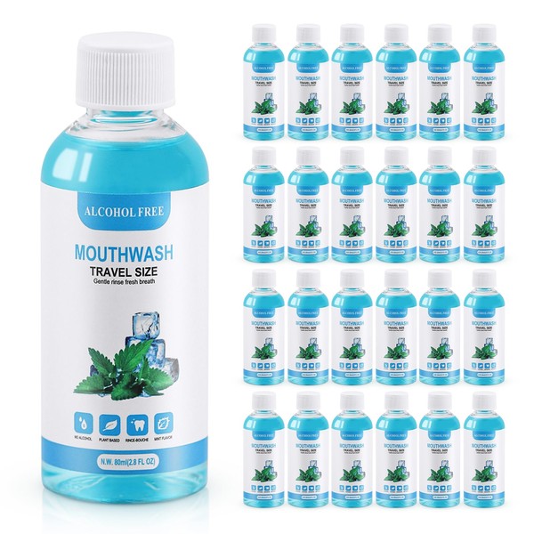 25 pcs Travel Size Mouthwash Bulk Mini Mouthwash, 80ml/2.7fl oz,