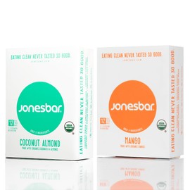 JONESBAR (Tropical Pack, 24 Bars (2 Boxes)) USDA Organic Fruit & Nut Bar, Non-GMO, Kosher, Vegan, Gluten Free, Simple Snack Bar