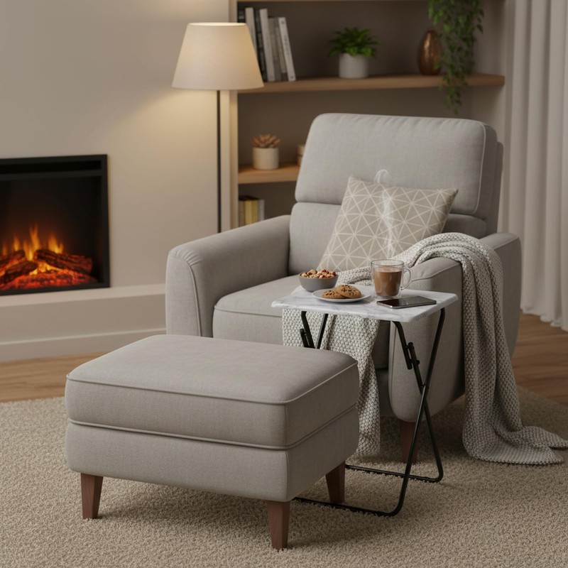 FurnitureR Folding TV Tray Tables, Foldable Side Table Dinner Trays,