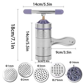 Manual Pasta Press, 5 Shapes Fresh Pasta Spaghetti Machine Tagliatelle Pasta Press Stainless Steel Pasta Machine