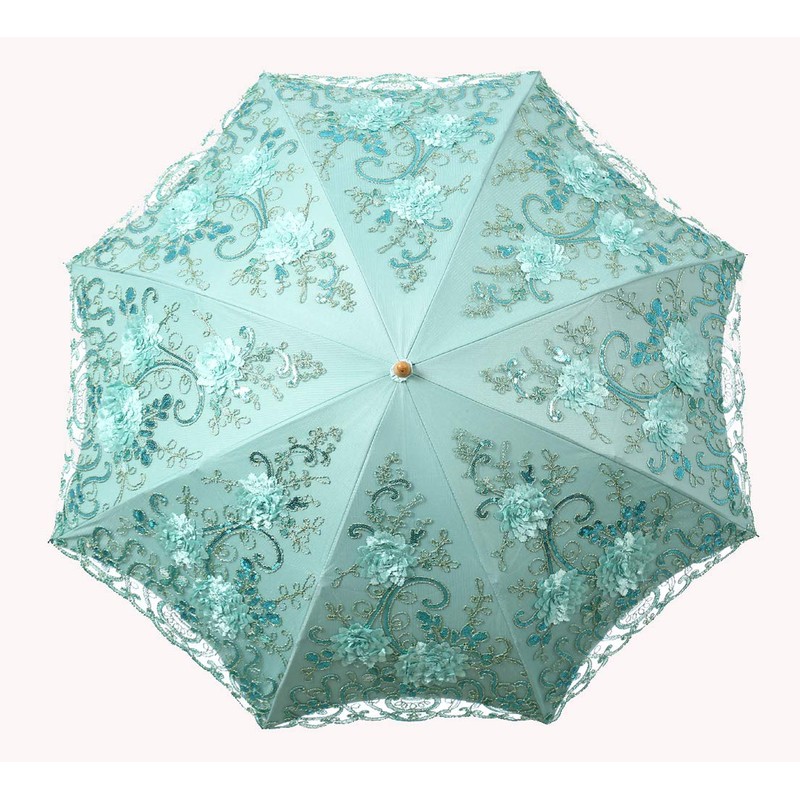 LCY Ladies Embroidered Lace Double-deck Anti-UV Parasol Umbrella Sun/Rain/Snow Folding