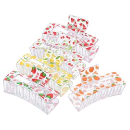 Gatuida 5Pcs Fruit Design Transparent Hair Claw Clips for Women Durable Hair Clamps for Thin to Thick Stylish Jaw Clips for Daily Wear and Special Occasions