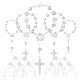L 20 Pulseras De Rosario For Bautizo Con Cruz Y Bolsa Z