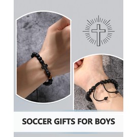 UNGENT THEM Soccer Gifts for Boys 8-12 12-14, Soccer Accessories Stuff Cross Bracelet Gifts for Teenage Boys Teens