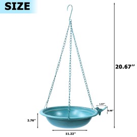 SMQLJXC 2pcs Hanging Bird Baths for Outdoors, Metal Hanging Bird Feeder, Garden, Yard, Patio Decor (2, Blue)