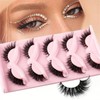 Natural False Eyelashes (5 Pairs), Wispy Cat Eye Faux Cluster