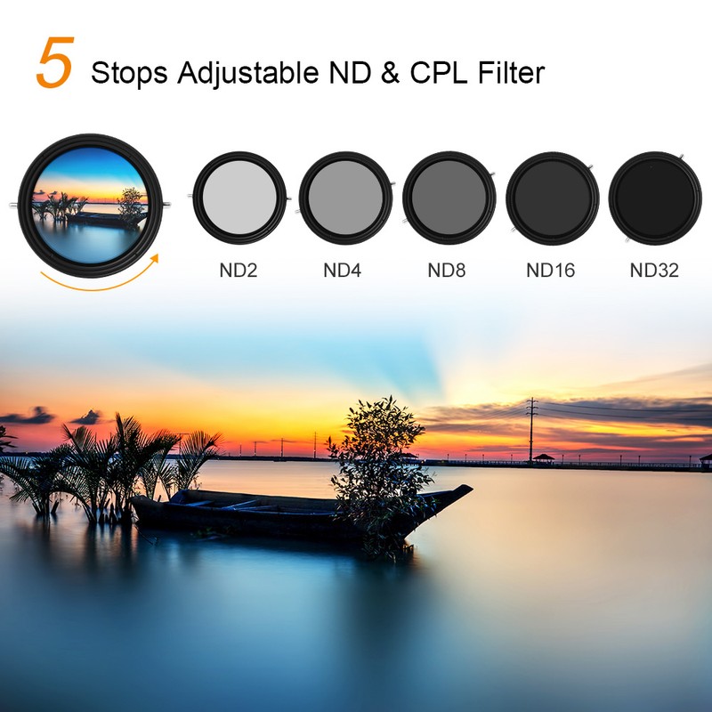 K&F CONCEPT 67mm 2-in-1 Variable Adjustable ND Filter Neutral Density