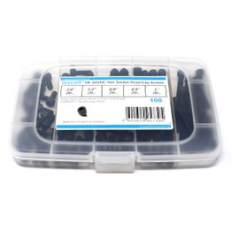 iExcell 100 Pcs SAE #8-32 x 3/8", 1/2", 5/8", 3/4", 1" Alloy Steel 12.9 Grade Hex Socket Head Cap Screws Bolts Assortment, Black Oxide Finish