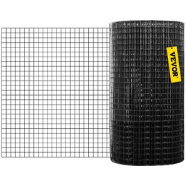 VEVOR Hardware Cloth, 48" x 50' & 1"x1" Mesh Size, Galvanized Steel Vinyl Coated 16 Gauge Chicken Wire Fencing w/A Cutting Plier & A Pair of Fabric Gloves, for Garden Fencing & Pet Enclosures, Black