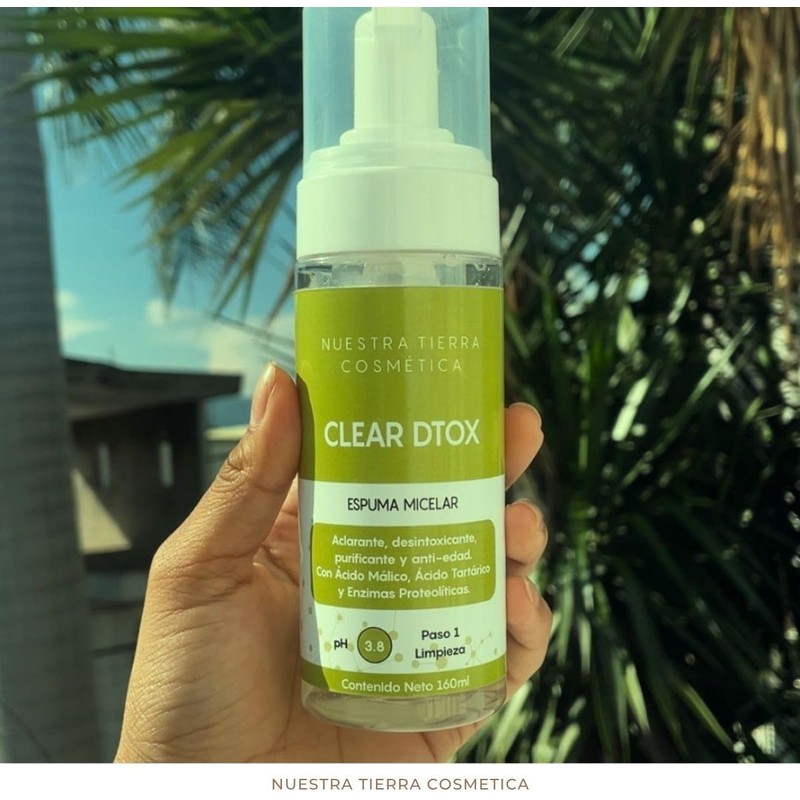 Nuestra Tierra Cosmetica Clear Dtox Espuma Micelar, Limpiador Facial Desintoxicante