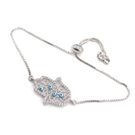Jewish Jewelry Hamsa Silver Plated Adjustable Bracelets